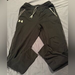 Under Armour Kids Black Sweatpants with White Accents
